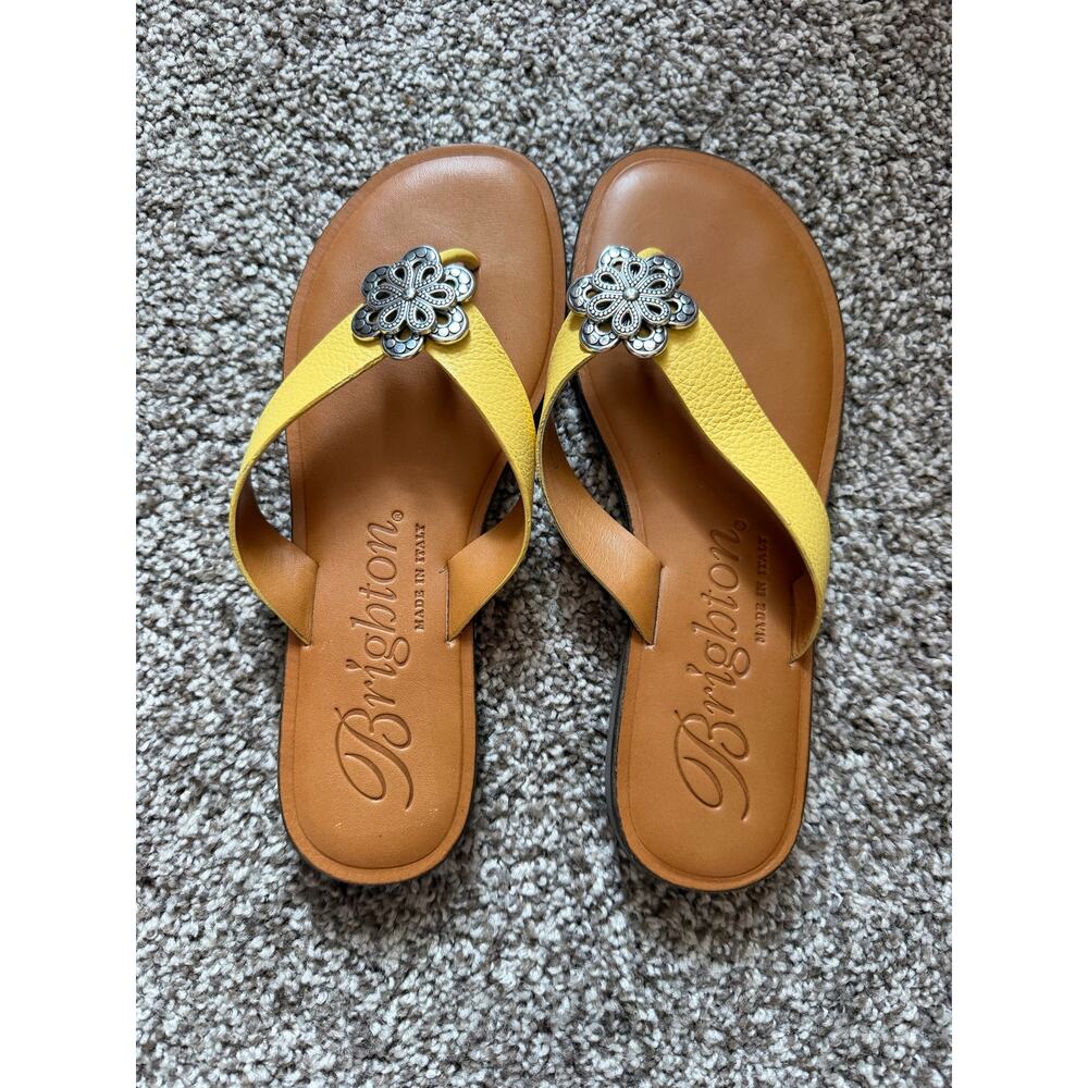 Lot of 2 Brighton Leather Thong Sandals Alice Burgundy Aster Yellow 6.5